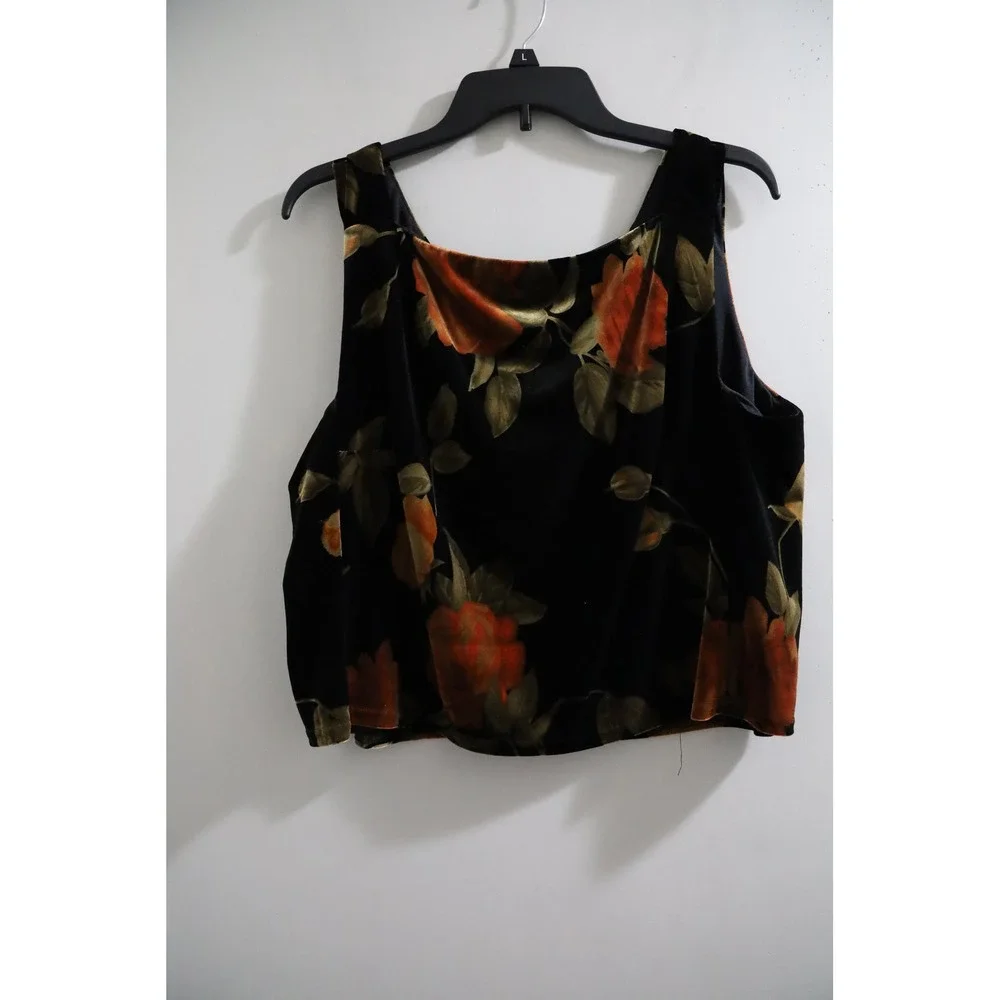Coldwater Creek Floral Velvet Top & Bronze Taffeta Maxi Skirt Set‎ P16 PXL NEW